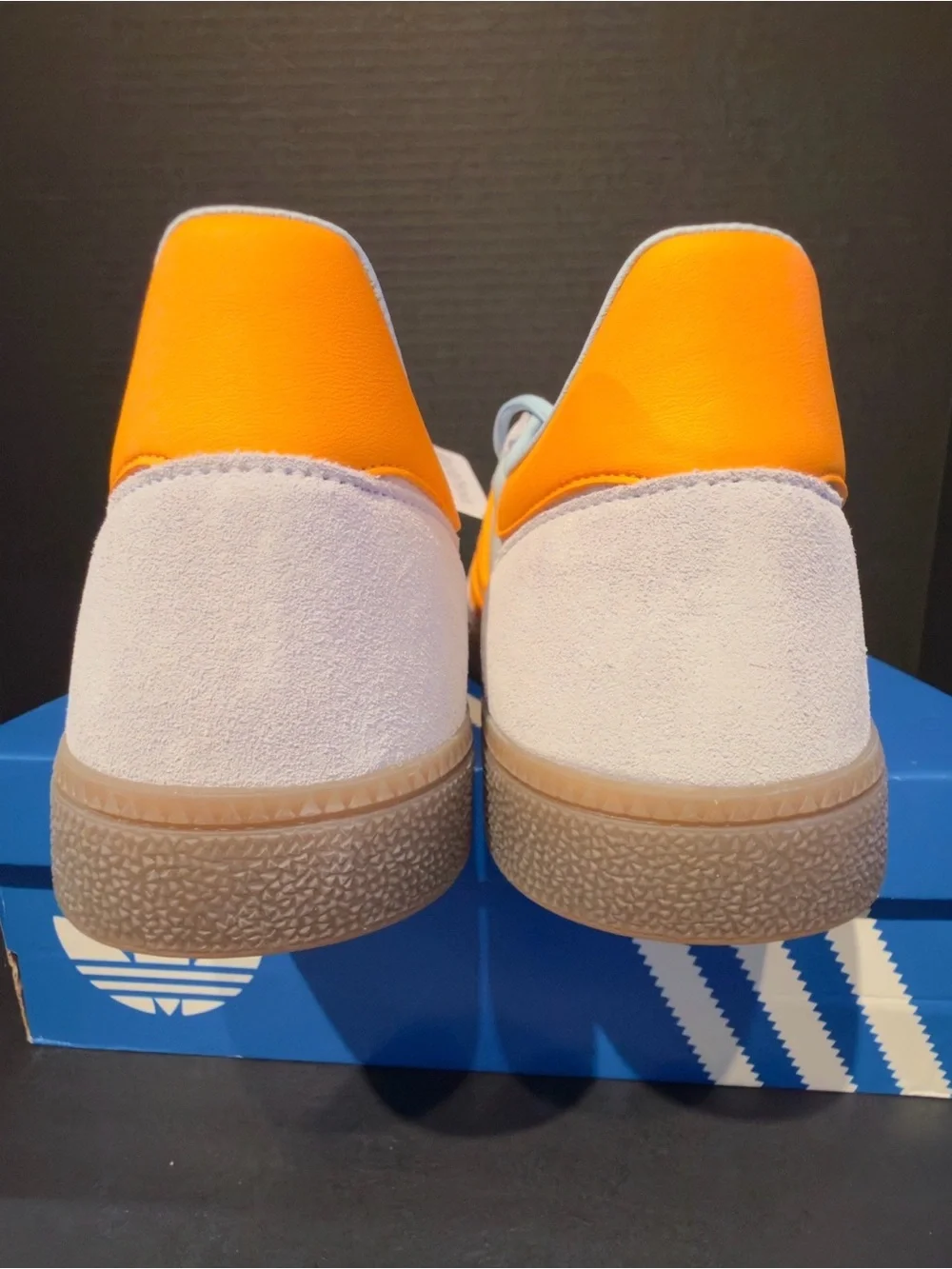 adidas Spezial Men’s Sneakers in Pale Pink with Orange Stripes